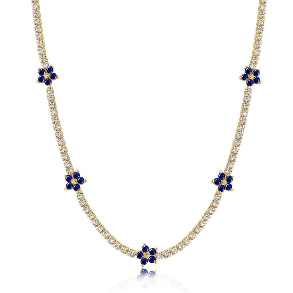 [Solara Jewelry ]豪華なカラフルフラワーテニスネックレス