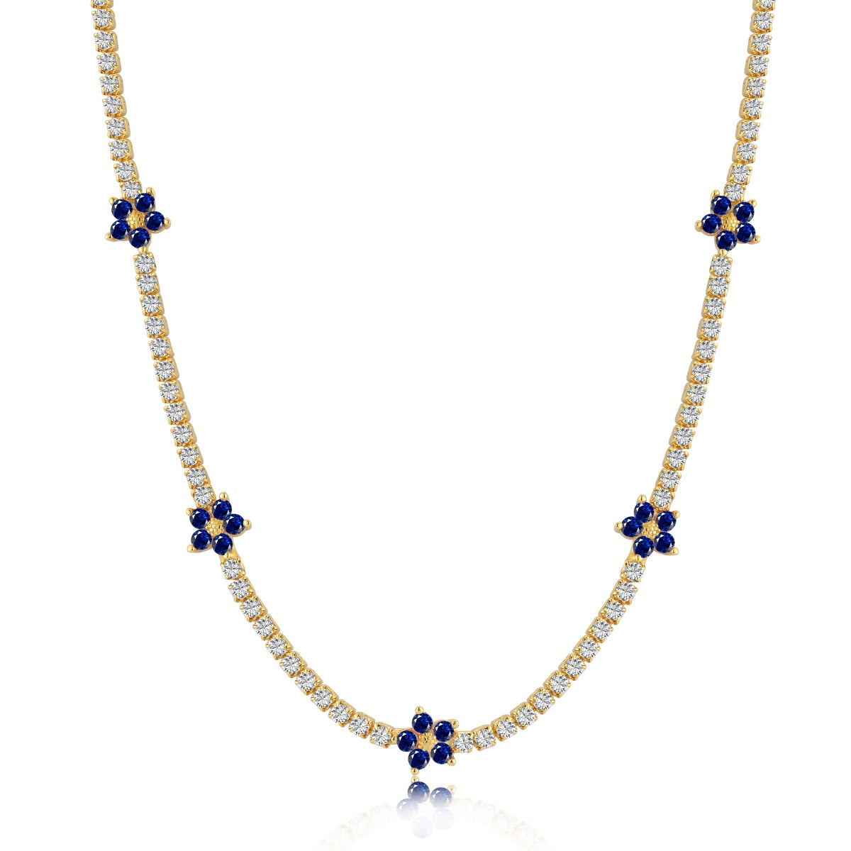 [Solara Jewelry ]豪華なカラフルフラワーテニスネックレス