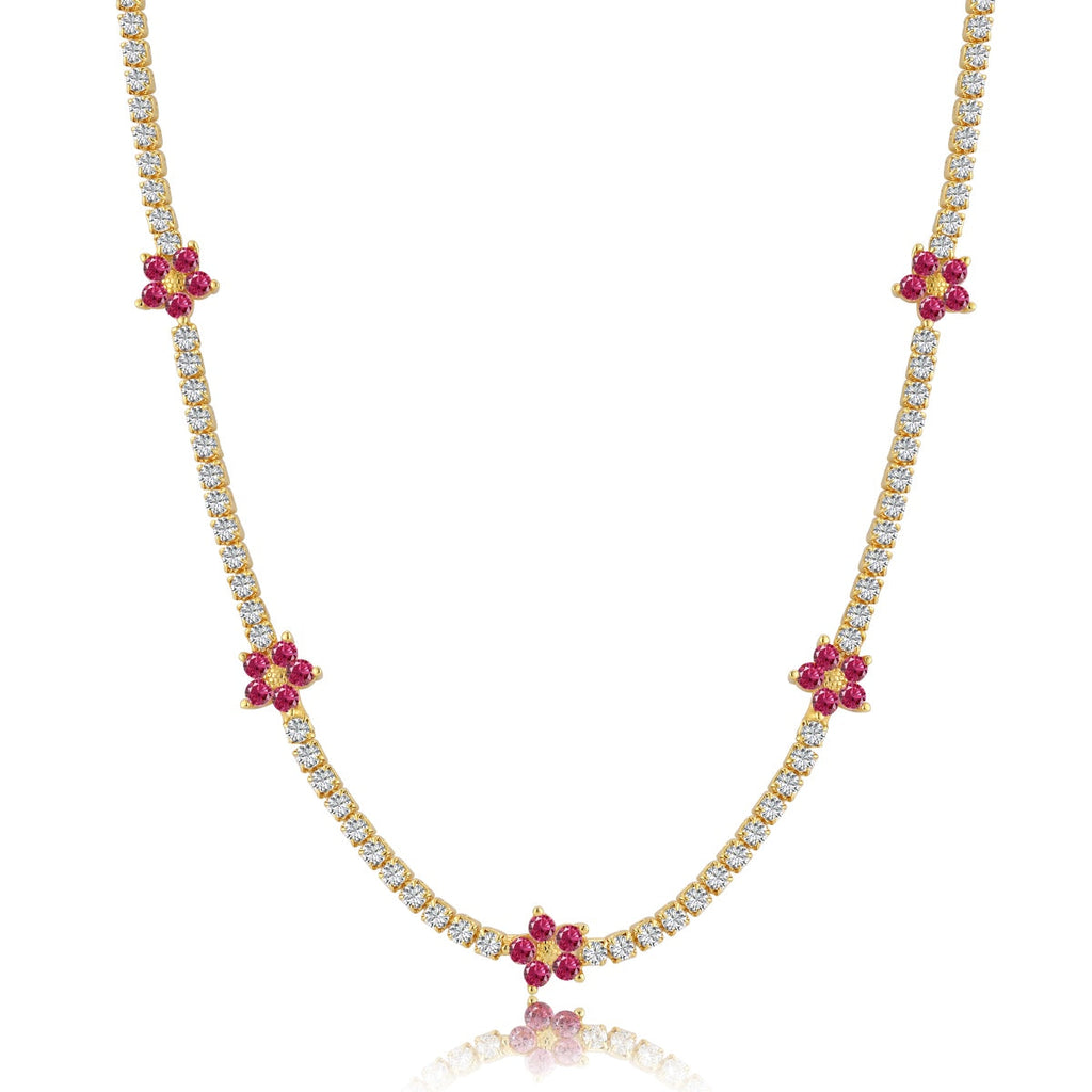 [Solara Jewelry ]豪華なカラフルフラワーテニスネックレス