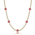 [Solara Jewelry ]豪華なカラフルフラワーテニスネックレス