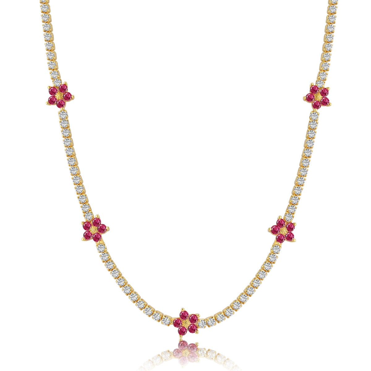 [Solara Jewelry ]豪華なカラフルフラワーテニスネックレス