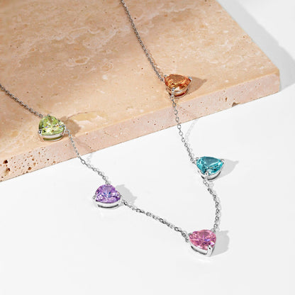 [Solara Jewelry ]煌めくカラフルなハートカットネックレス