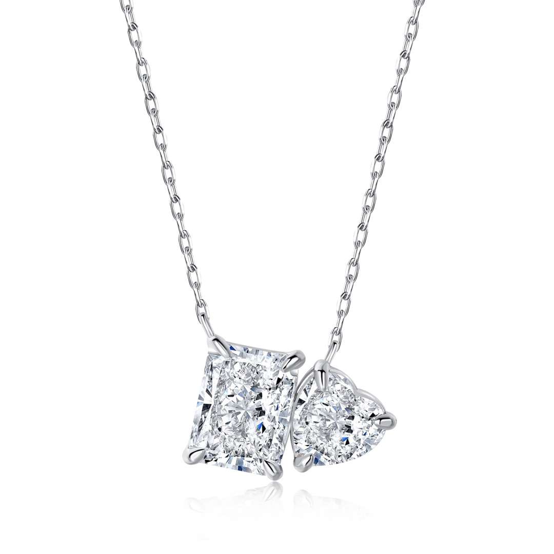 [Solara Jewelry ]輝くスクエア＆ハートネックレス