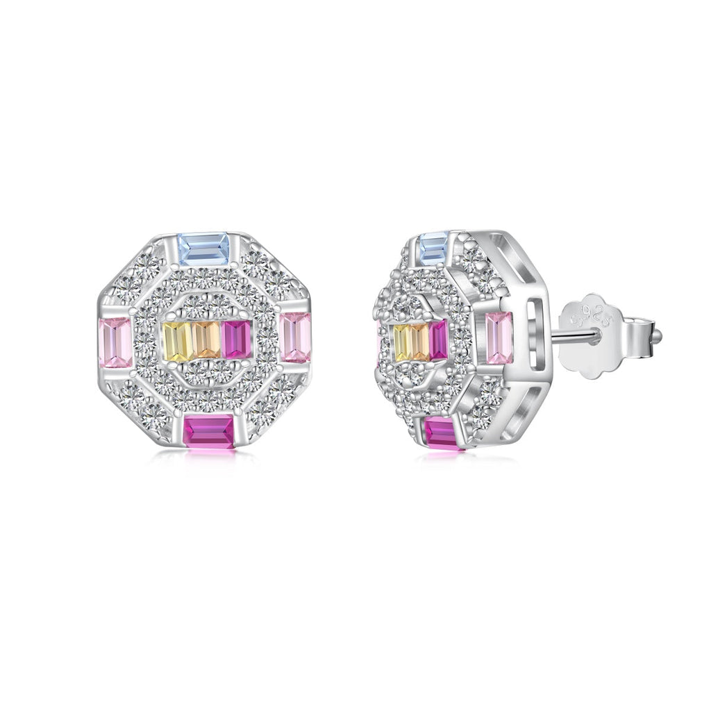 [Solara Jewelry ]Verzierte bunte Achteck-Ohrringe für den Alltag