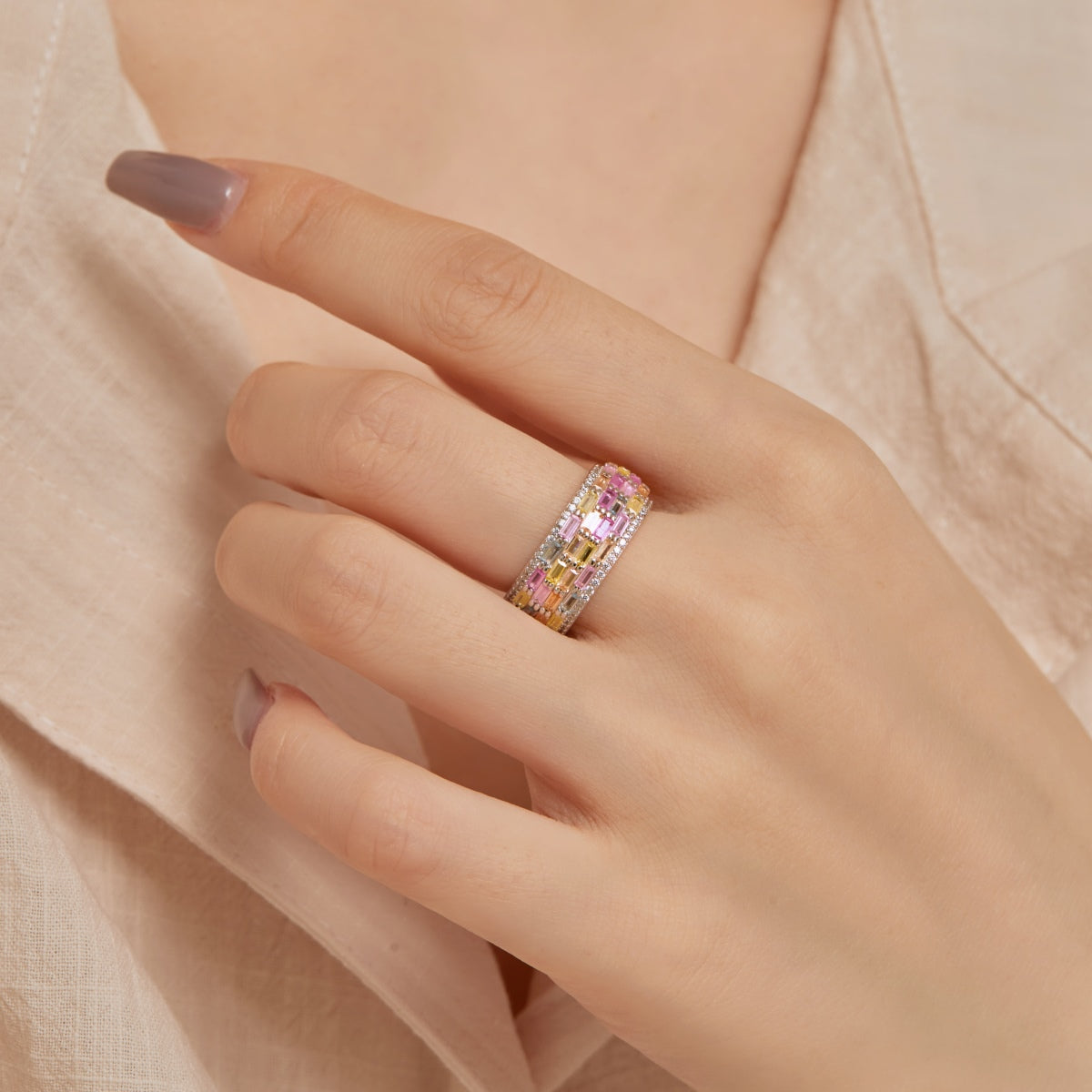 [Solara Jewelry ]Radiant Colorful Radiant Cut Daily Ring