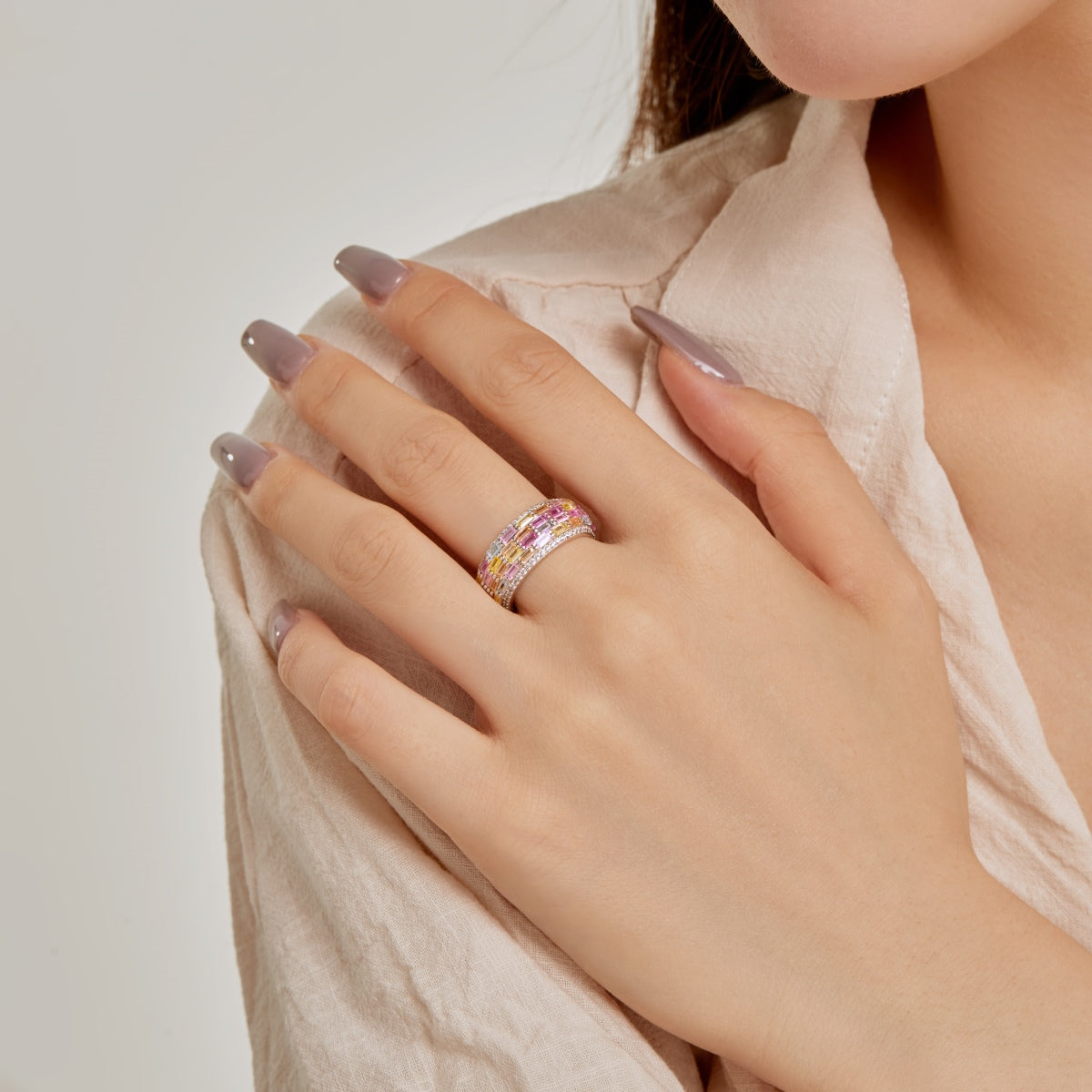 [Solara Jewelry ]ラディアント カラフル ラディアントカット デイリーリング