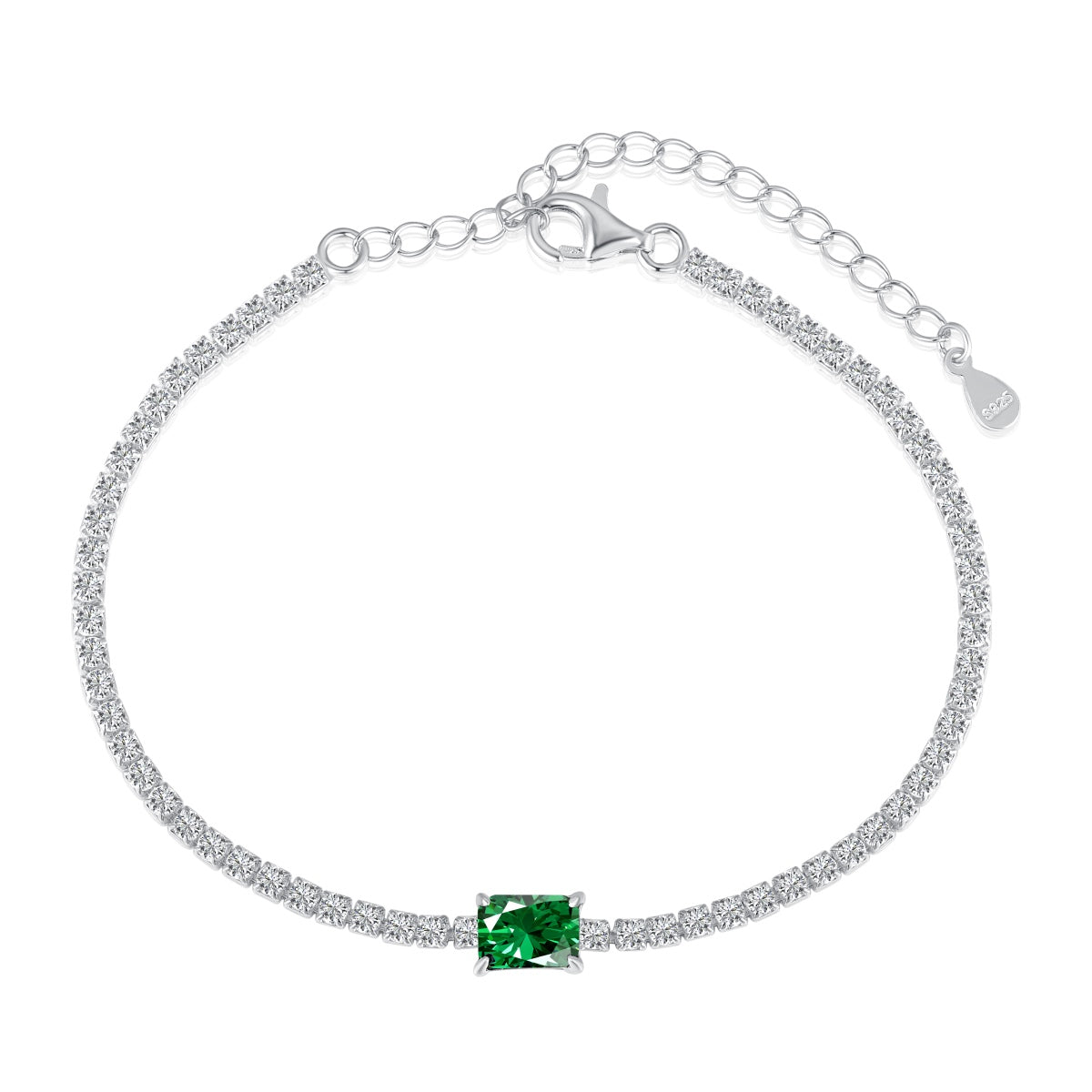 [Solara Jewelry ]Einzigartiges Smaragdschliff-Armband, 1,0 Karat, Bankett-Stil
