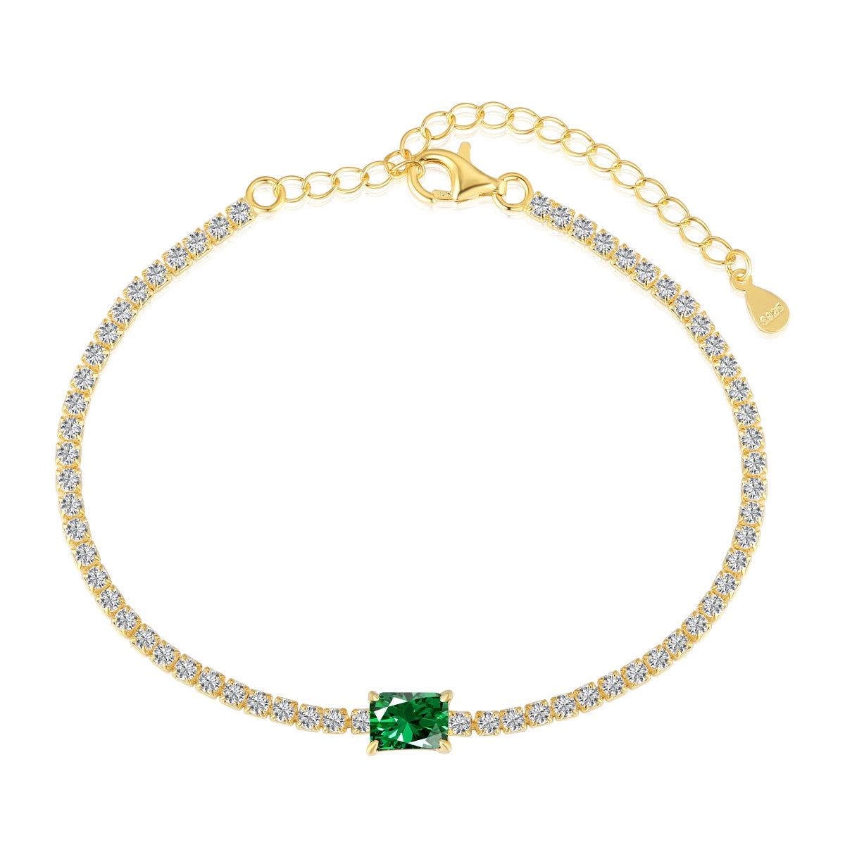 [Solara Jewelry ]Einzigartiges Smaragdschliff-Armband, 1,0 Karat, Bankett-Stil
