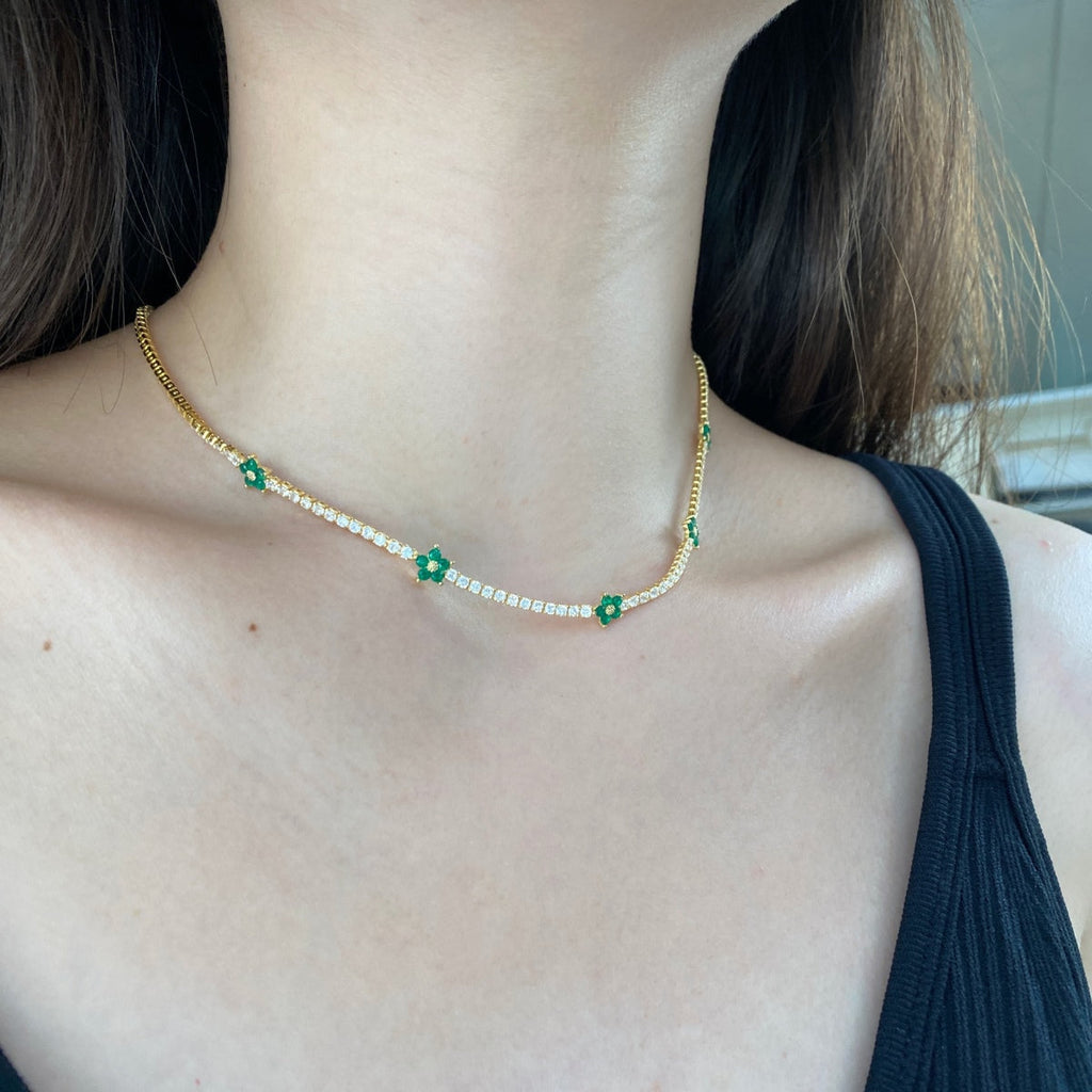 [Solara Jewelry ]豪華なカラフルフラワーテニスネックレス