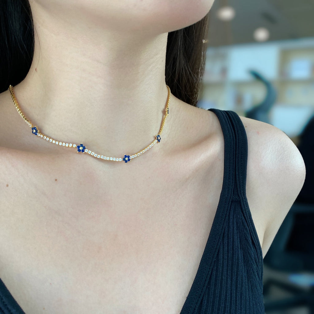 [Solara Jewelry ]豪華なカラフルフラワーテニスネックレス