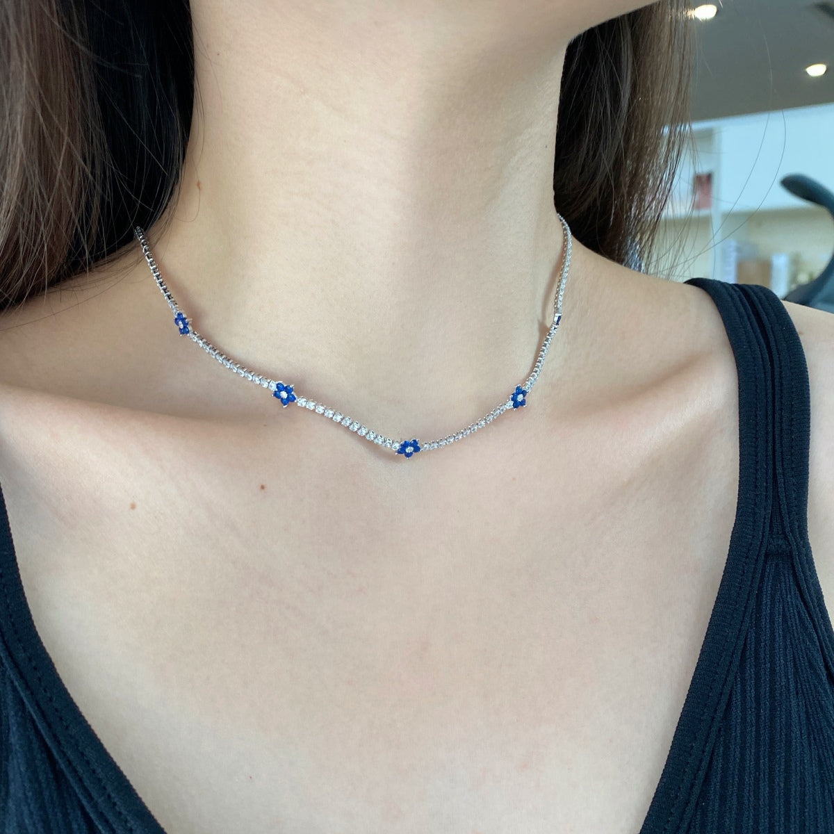 [Solara Jewelry ]豪華なカラフルフラワーテニスネックレス