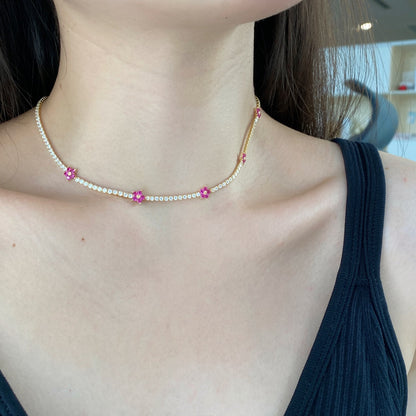 [Solara Jewelry ]Luxuriöse Bunte Blumen Tennis-Halskette