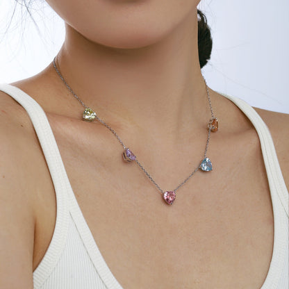 [Solara Jewelry ]煌めくカラフルなハートカットネックレス