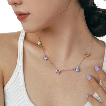 [Solara Jewelry ]煌めくカラフルなハートカットネックレス