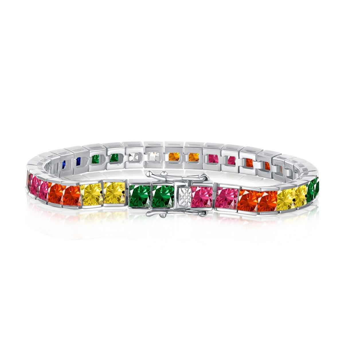 [Solara Jewelry ]ラディアント カラフル プリンセスカット テニスブレスレット
