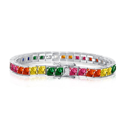 [Solara Jewelry ]ラディアント カラフル プリンセスカット テニスブレスレット