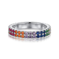 [Solara Jewelry ]Unique Colorful Round Cut Tennis Ring