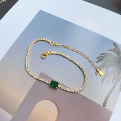 [Solara Jewelry ]Einzigartiges Smaragdschliff-Armband, 1,0 Karat, Bankett-Stil