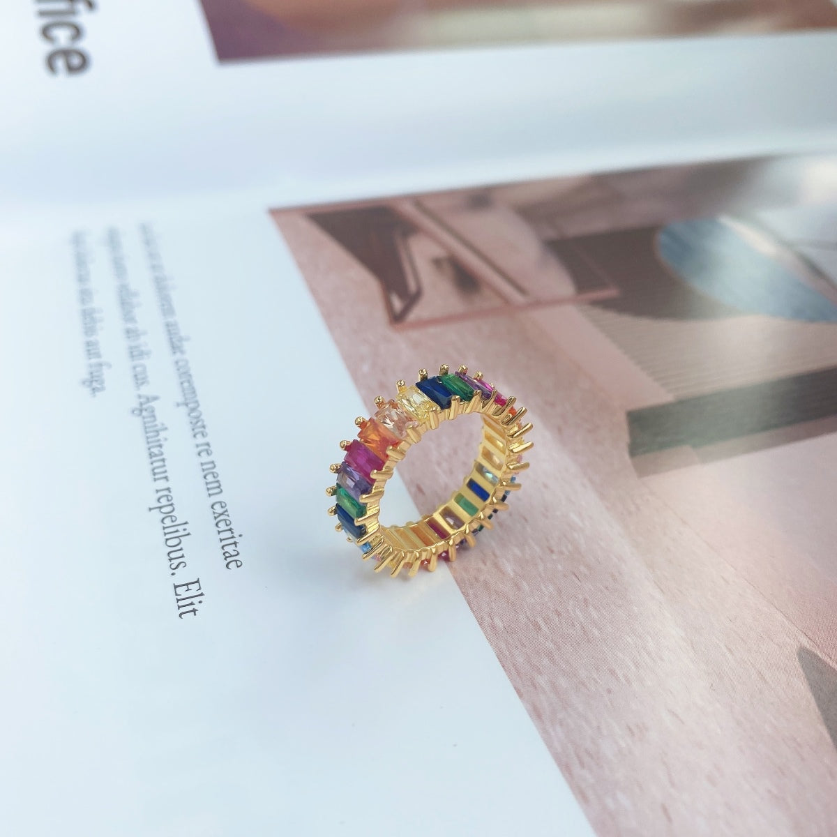 [Solara Jewelry ]Unique Colorful Radiant Cut RIng