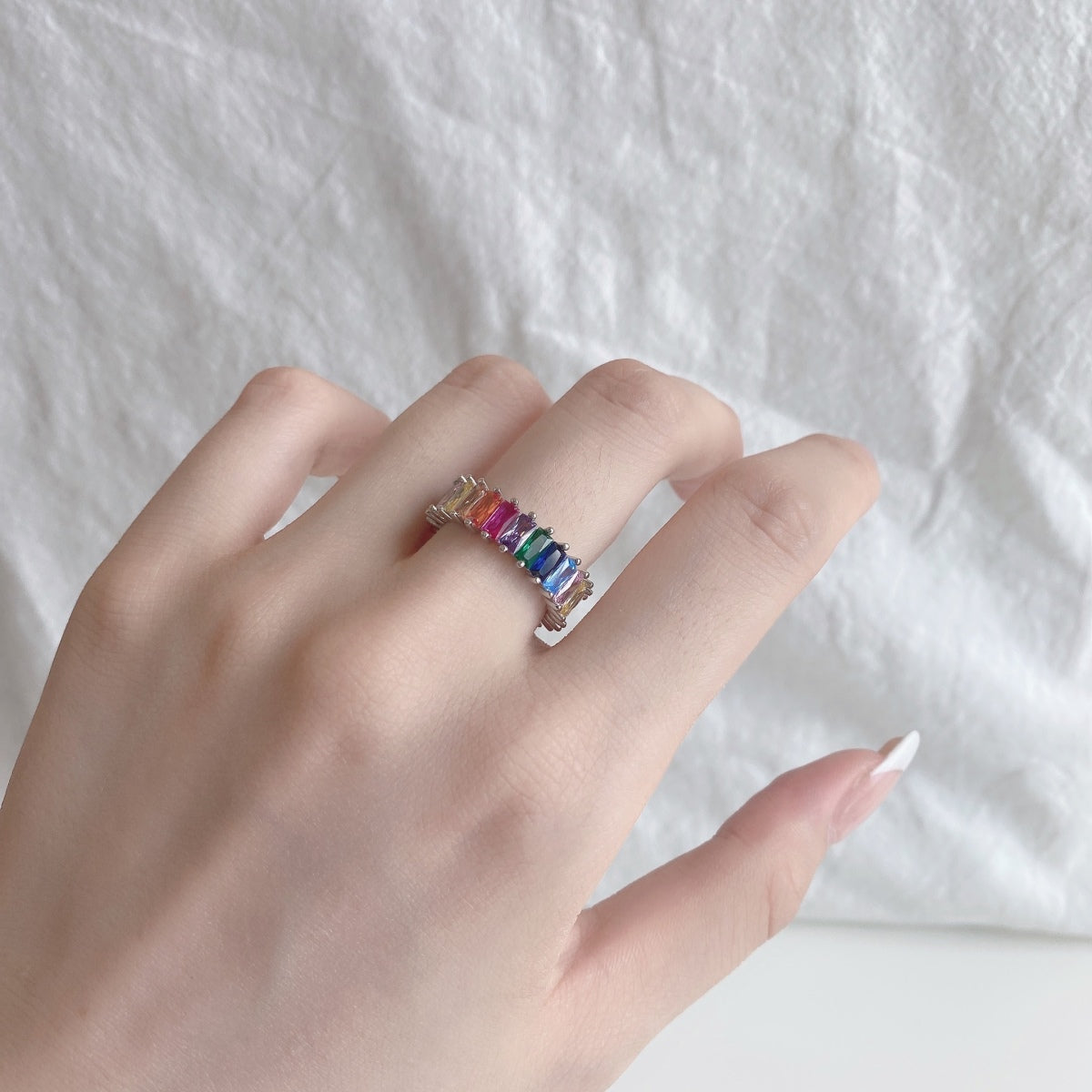 [Solara Jewelry ]Unique Colorful Radiant Cut RIng