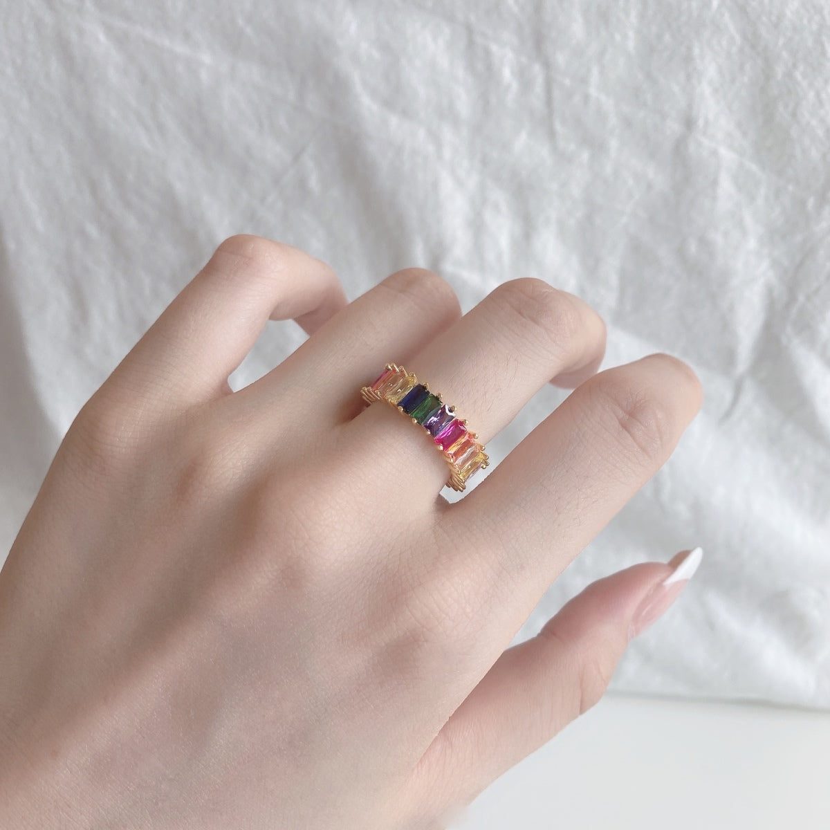 [Solara Jewelry ]Unique Colorful Radiant Cut RIng