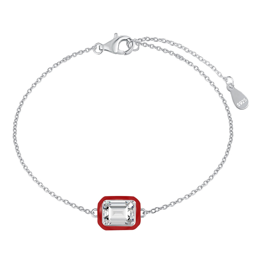 [Solara Jewelry ]2.0 Karat funkelndes, farbenfrohes Armband im Smaragdschliff für den Alltag