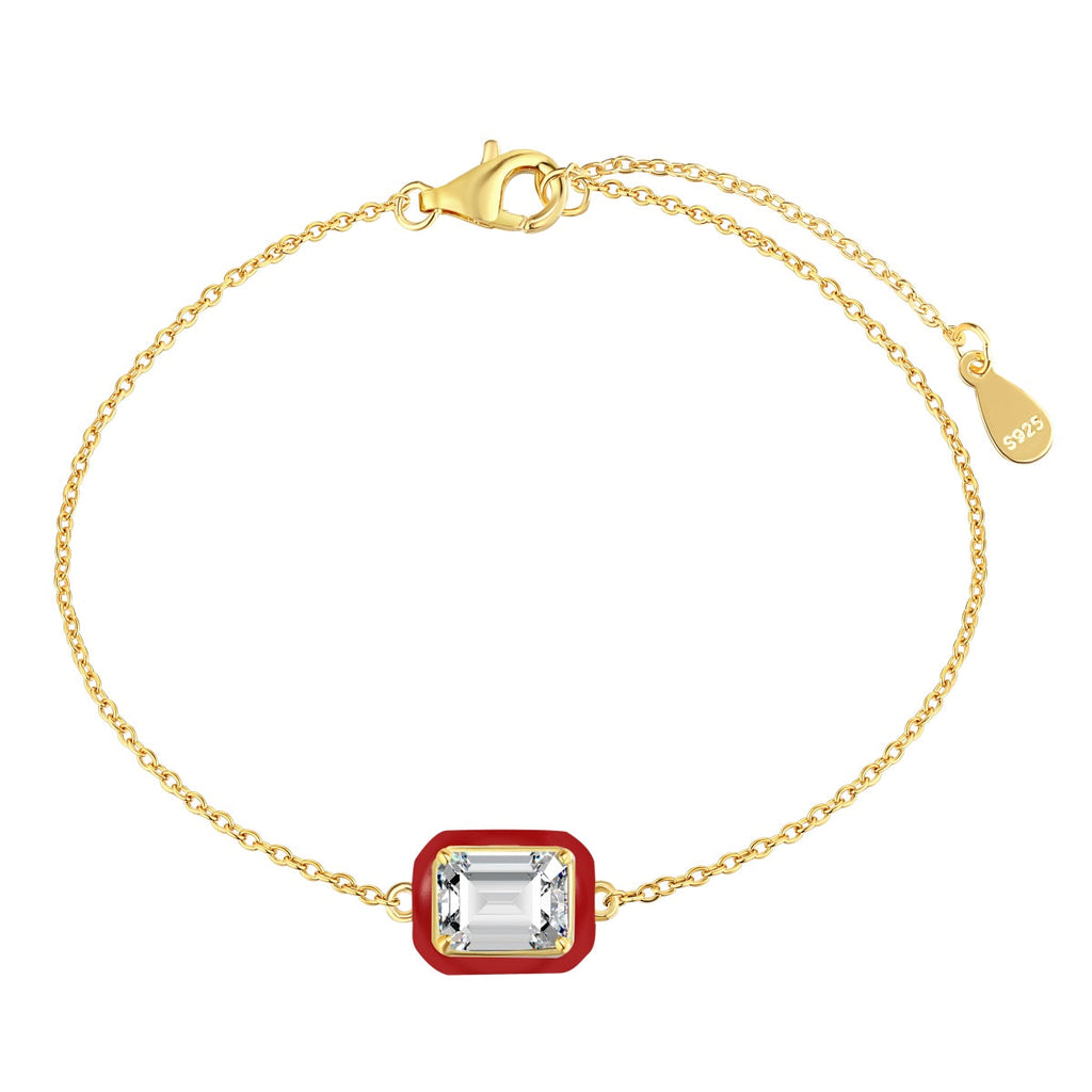 [Solara Jewelry ]2.0 Karat funkelndes, farbenfrohes Armband im Smaragdschliff für den Alltag
