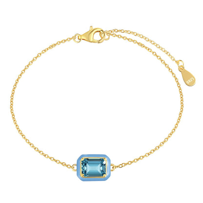 [Solara Jewelry ]2.0 Karat funkelndes, farbenfrohes Armband im Smaragdschliff für den Alltag