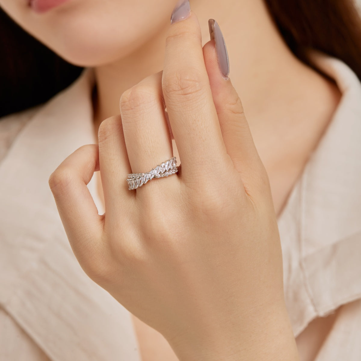[Solara Jewelry] Einzigartiger, farbenfroher Marquise-Schliff Alltagsring