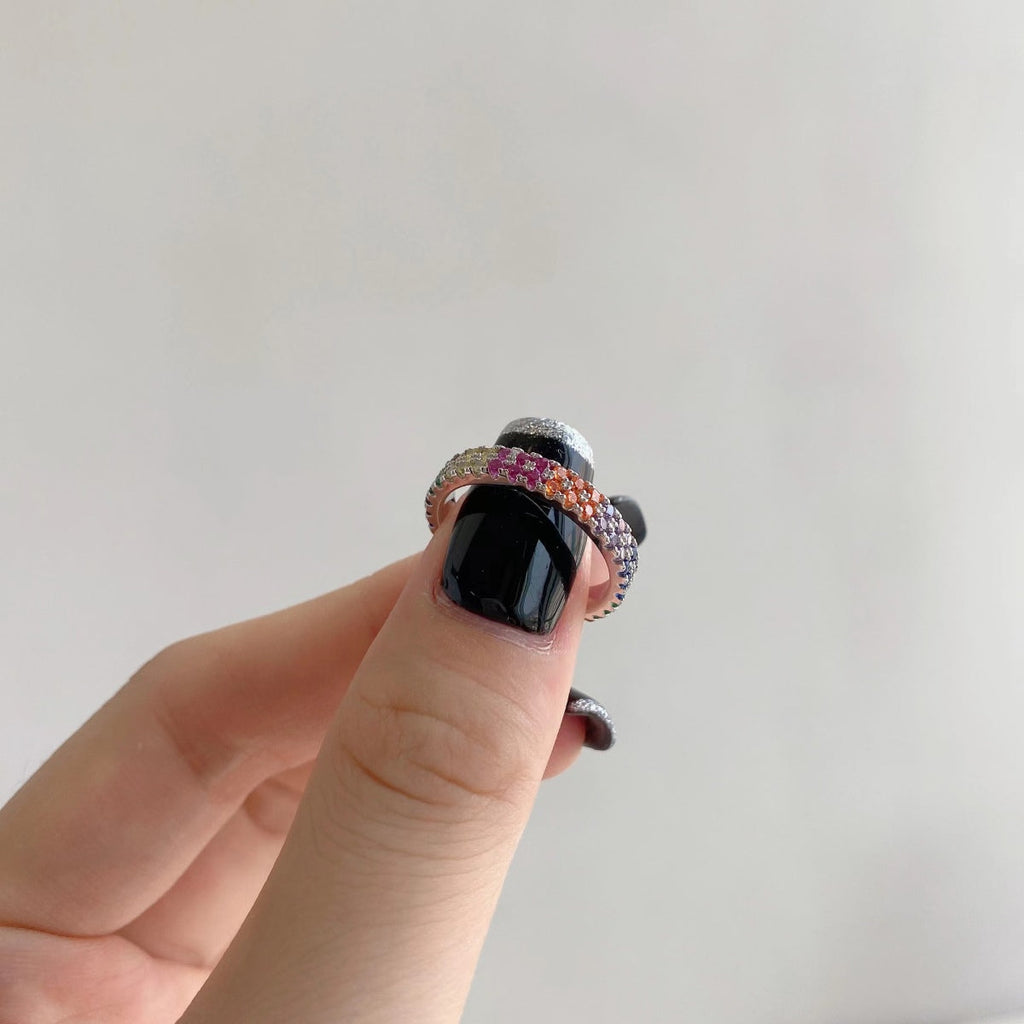 [Solara Jewelry] ユニーク カラフル ラウンドカット テニスリング