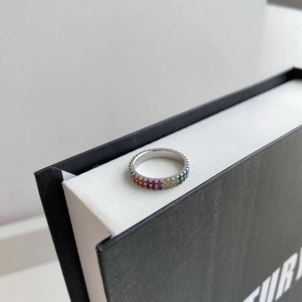 [Solara Jewelry] ユニーク カラフル ラウンドカット テニスリング