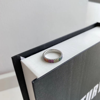 [Solara Jewelry] ユニーク カラフル ラウンドカット テニスリング