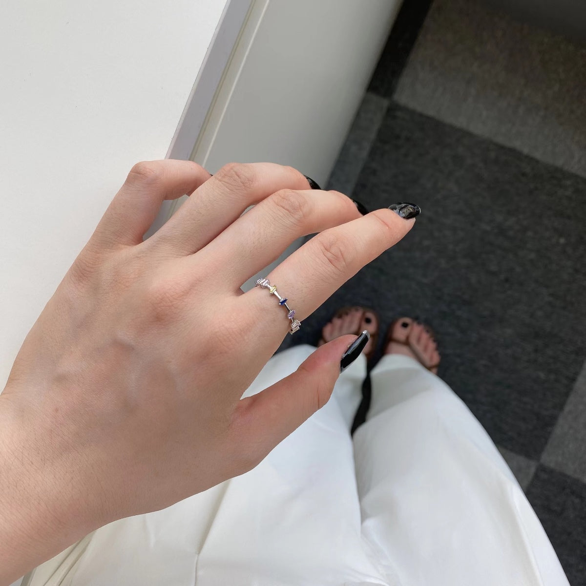 [Solara Jewelry ]ユニークな台形カット デイリーリング