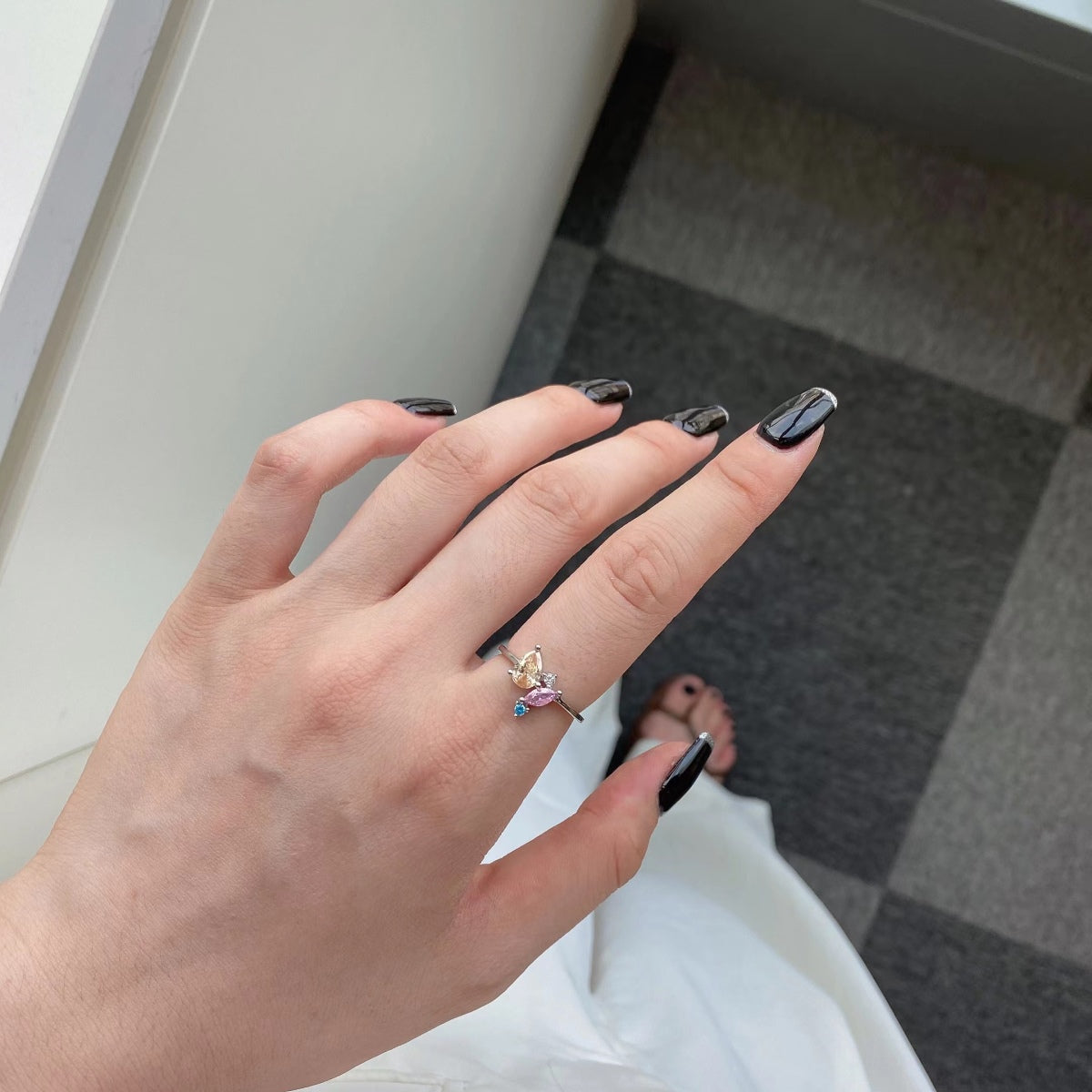[Solara Schmuck] Strahlender bunter Multi-Schliff Alltagsring