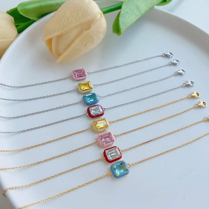 [Solara Jewelry ]2.0 Karat funkelndes, farbenfrohes Armband im Smaragdschliff für den Alltag