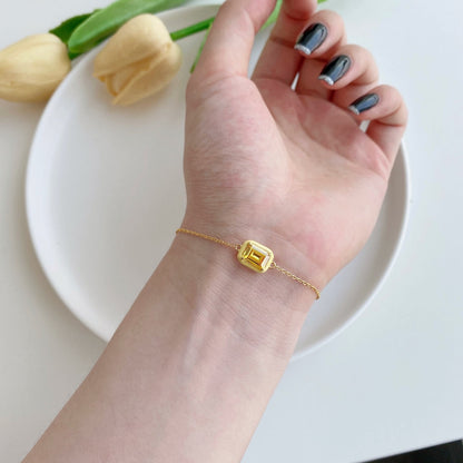 [Solara Jewelry ]2.0 Karat funkelndes, farbenfrohes Armband im Smaragdschliff für den Alltag