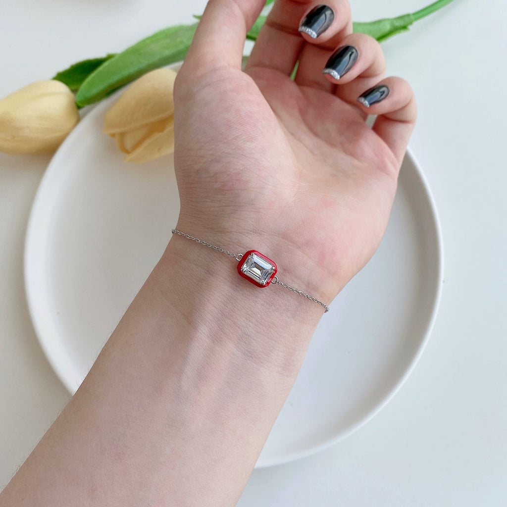 [Solara Jewelry ]2.0 Karat funkelndes, farbenfrohes Armband im Smaragdschliff für den Alltag