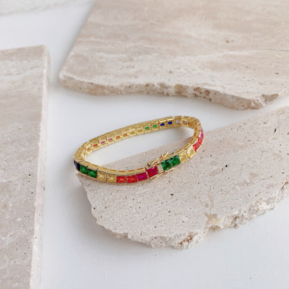 [Solara Jewelry ]ラディアント カラフル プリンセスカット テニスブレスレット