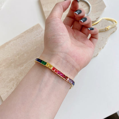 [Solara Jewelry ]ラディアント カラフル プリンセスカット テニスブレスレット