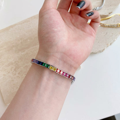 [Solara Jewelry ]ラディアント カラフル プリンセスカット テニスブレスレット