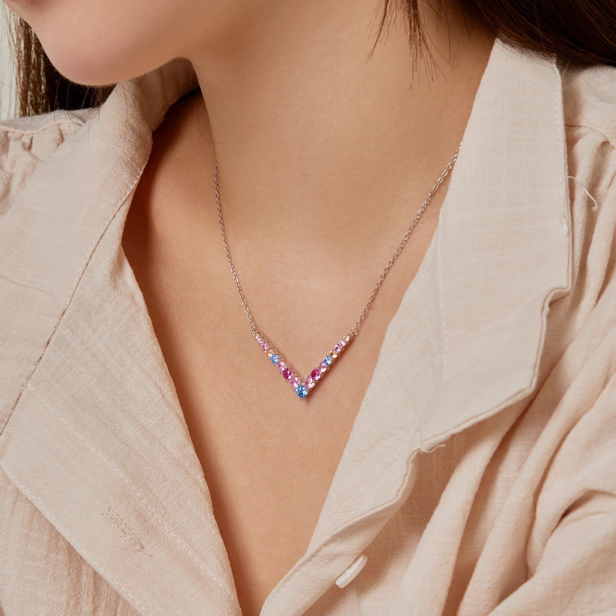 [Solara Jewelry ]オーネイトラウンドカットネックレス
