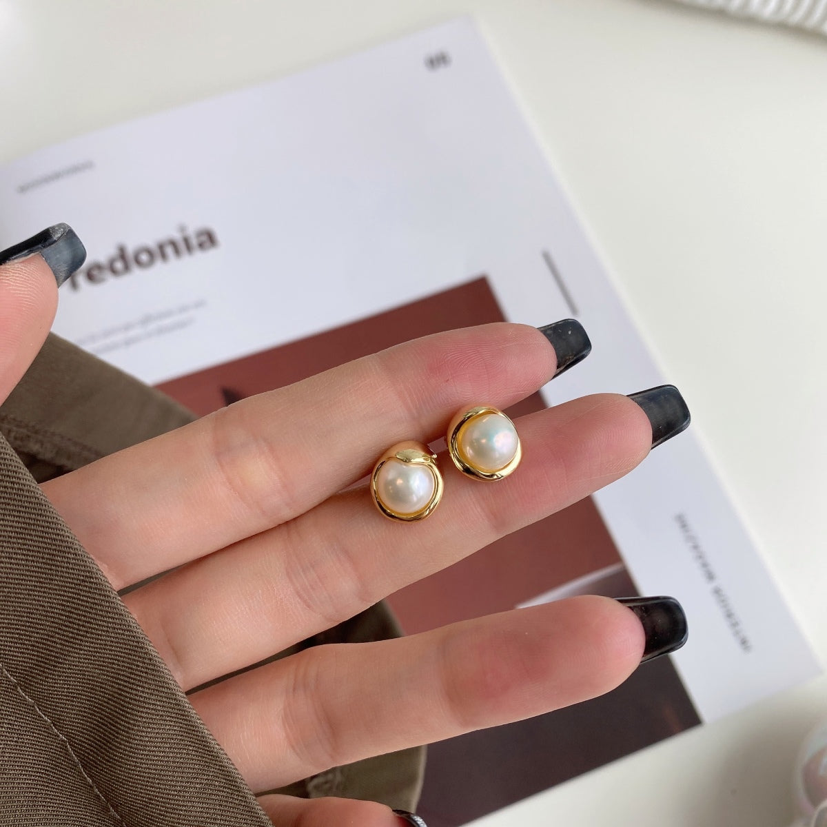 [Solara Jewelry ]Zarte Brotförmige Perlenohrringe
