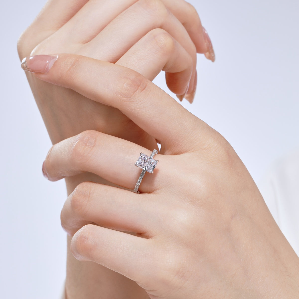 [Solara Jewelry ]2.0 Carat Dazzling Sparkling Radiant Cut Party Ring