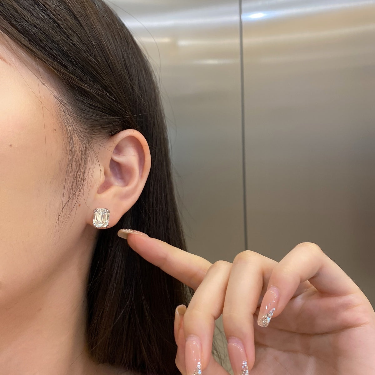[Solara Jewelry ]Ohrringe mit glänzendem Quadrat