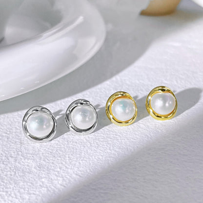[Solara Jewelry ]Zarte Brotförmige Perlenohrringe