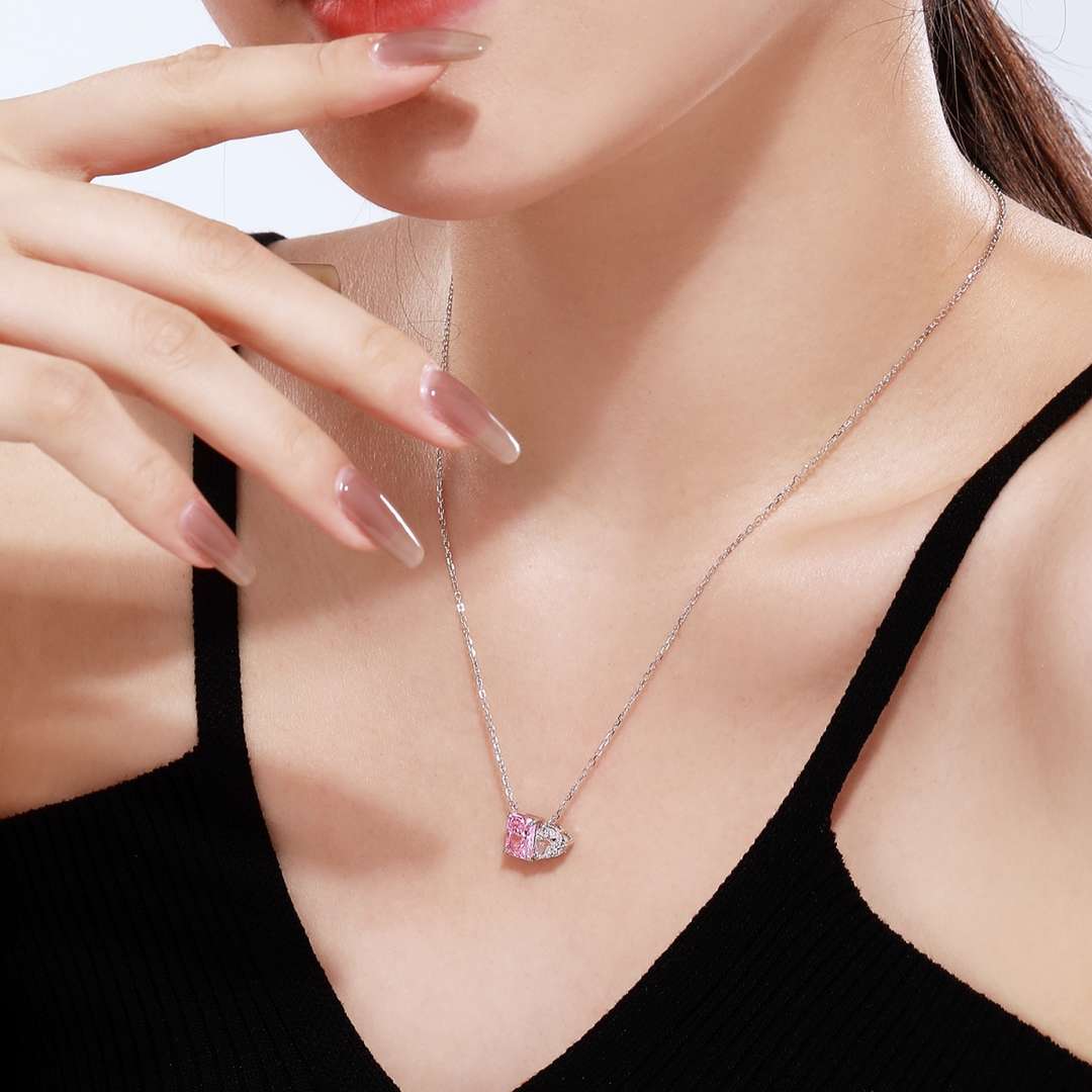 [Solara Jewelry ]輝くスクエア＆ハートネックレス