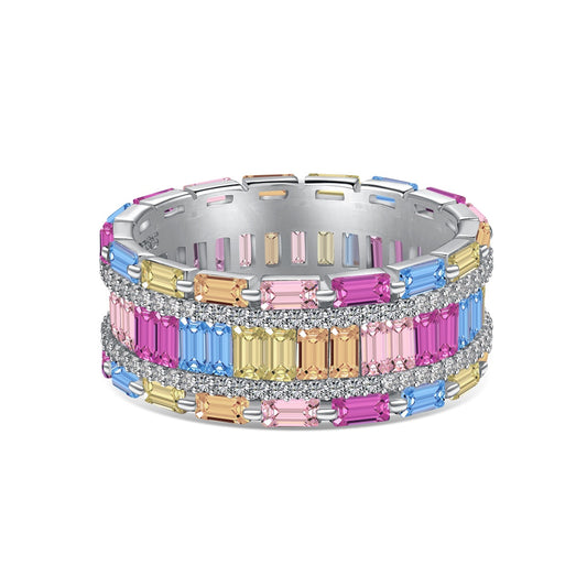 [Solara Jewelry ]Strahlender bunter Partyring mit Radiant-Schliff
