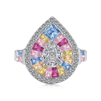 [Solara Jewelry ]Elegant Colorful Water Drop Shape Banquet Ring