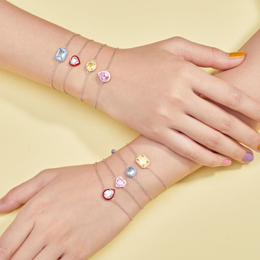 [Solara Jewelry ]2.0 Karat funkelndes, farbenfrohes Armband im Smaragdschliff für den Alltag
