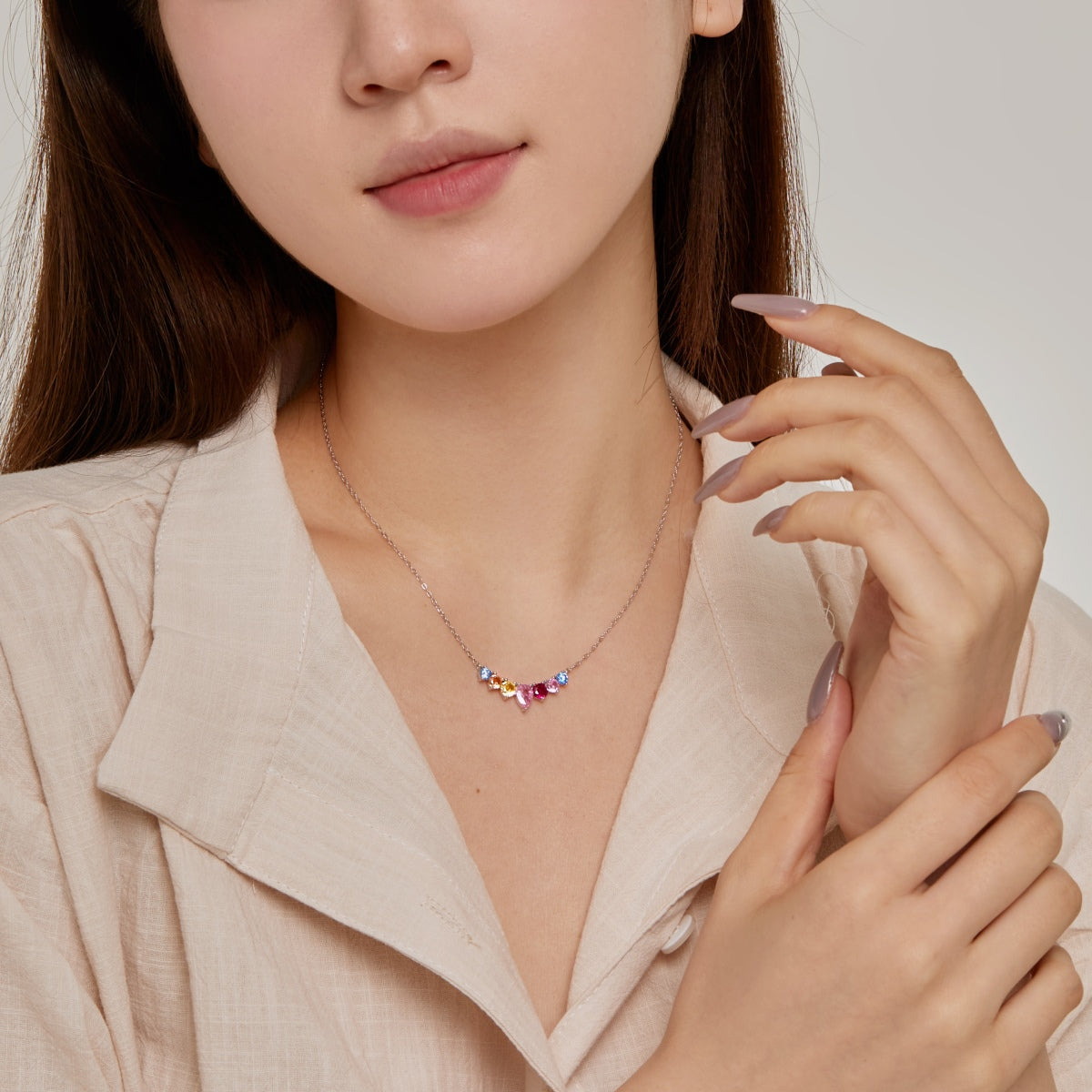 [Solara Jewelry ]可憐なカラフルハートネックレス